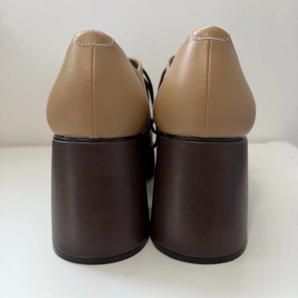 FUNTASMA JAZZ06 Men's Brown 3" Block Heel Platform Spectator Oxford Shoes 12-13 - Picture 4 of 11